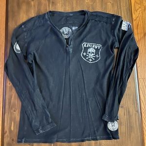 Men’s L/S Affliction Henley. Size S